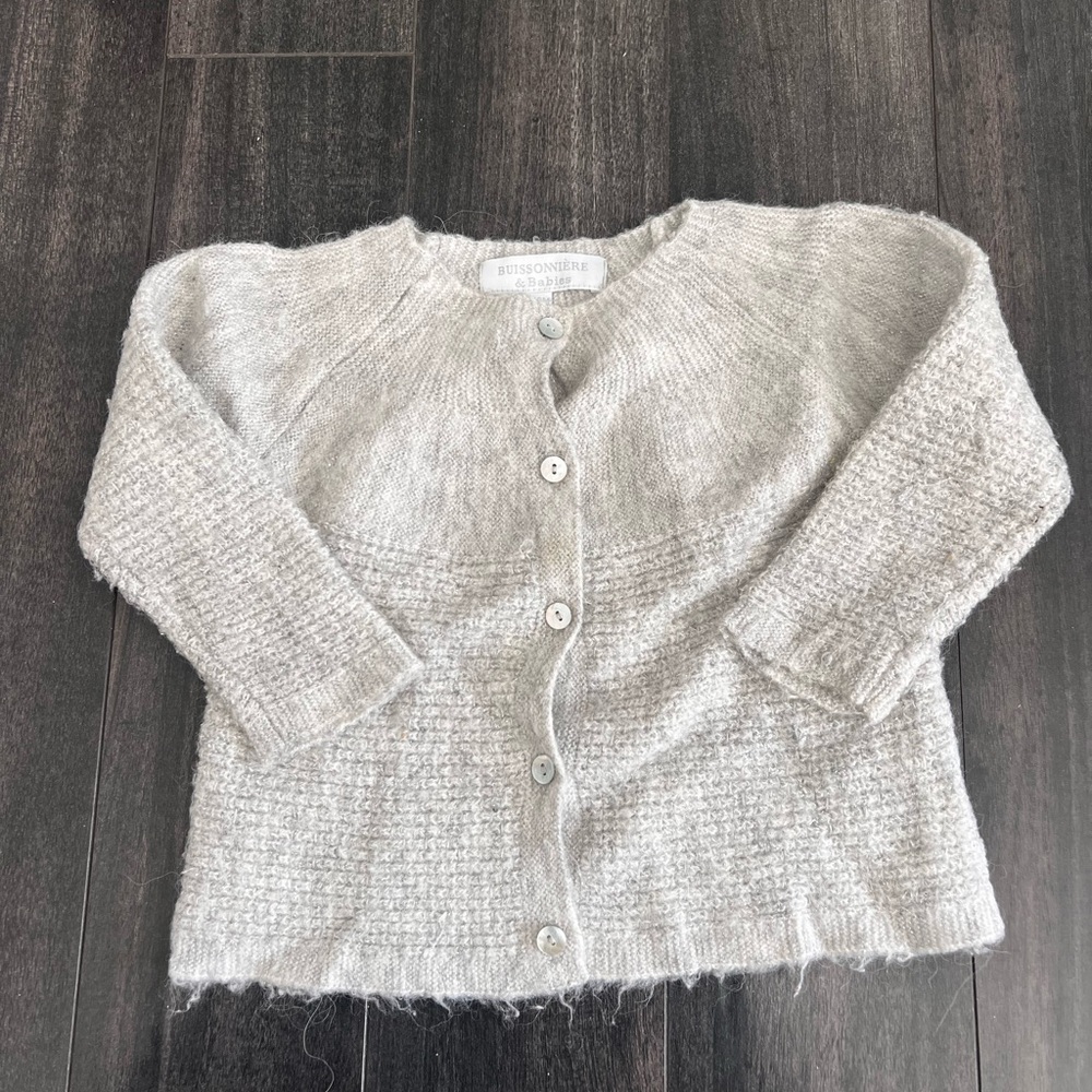 Gray Button-Up Girl Sweater